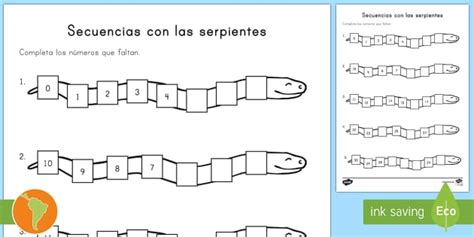 Ficha De Actividad Completar Las Secuencias Con Las Serpientes