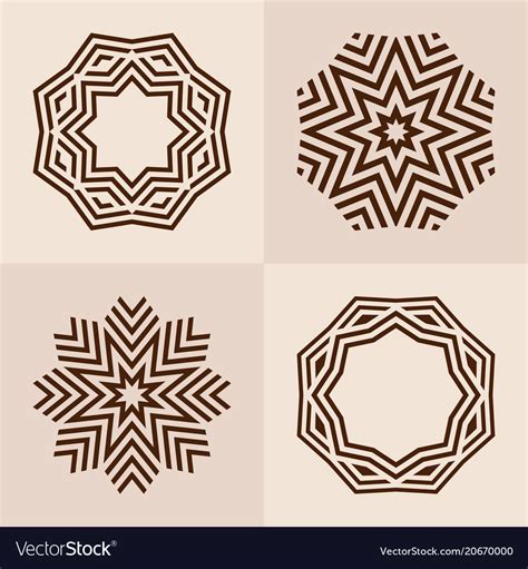 Abstract Symmetric Geometric Shapes Symbols Vector Image