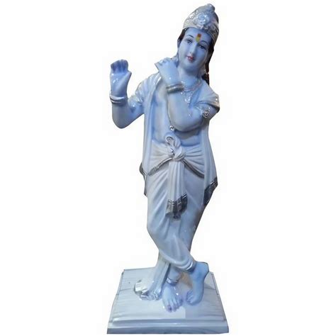 Shashi Arts White Marble Look Polyresin Krishna Statue For Worship At