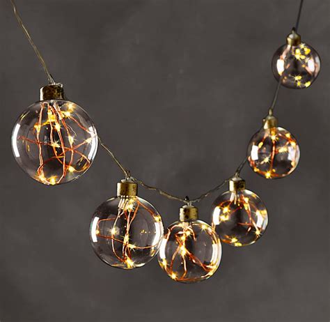 Starry Glass Globe String Lights Amber Lights On Copper Wire