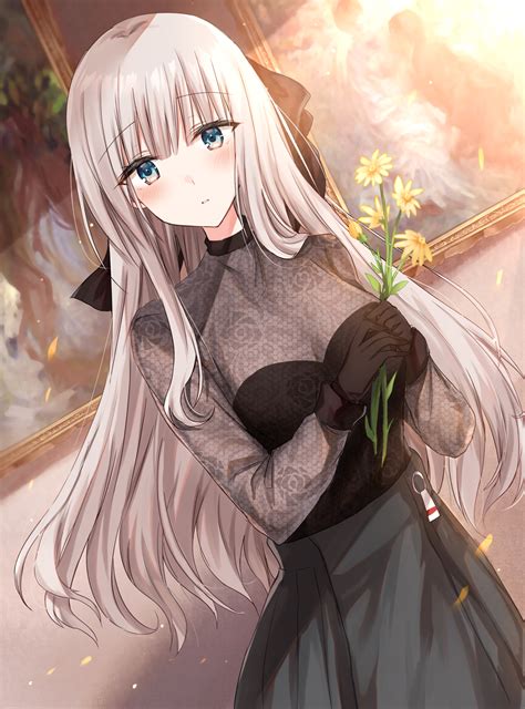 Kinona Original Silver Hair Commentary Request Highres 1girl