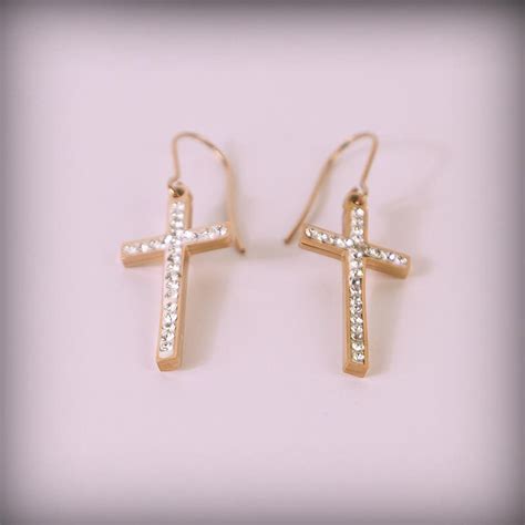 Boucles D Oreilles Croix Rose Gold