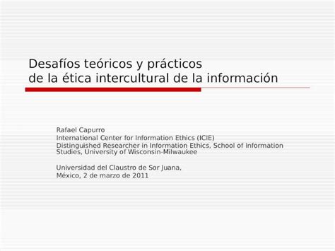 Ppt Desafíos Teóricos Y Prácticos De La ética Intercultural De La