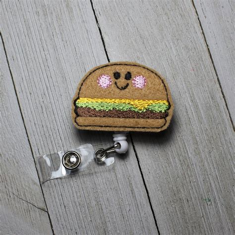 hamburger and french fries badge holders with retractable etsy