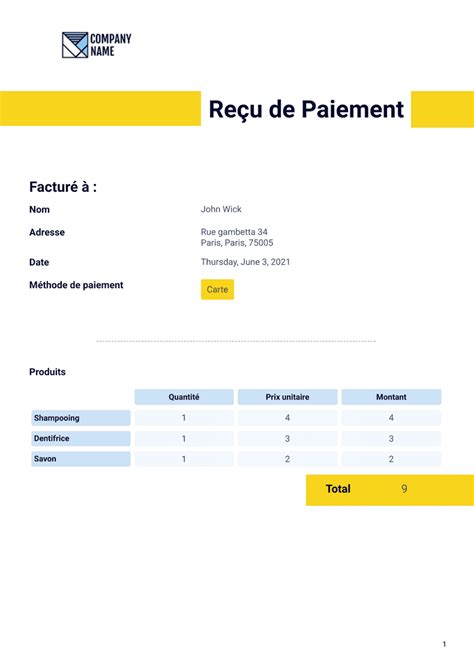 Modèle de reçu de paiement Modèles de PDF Jotform