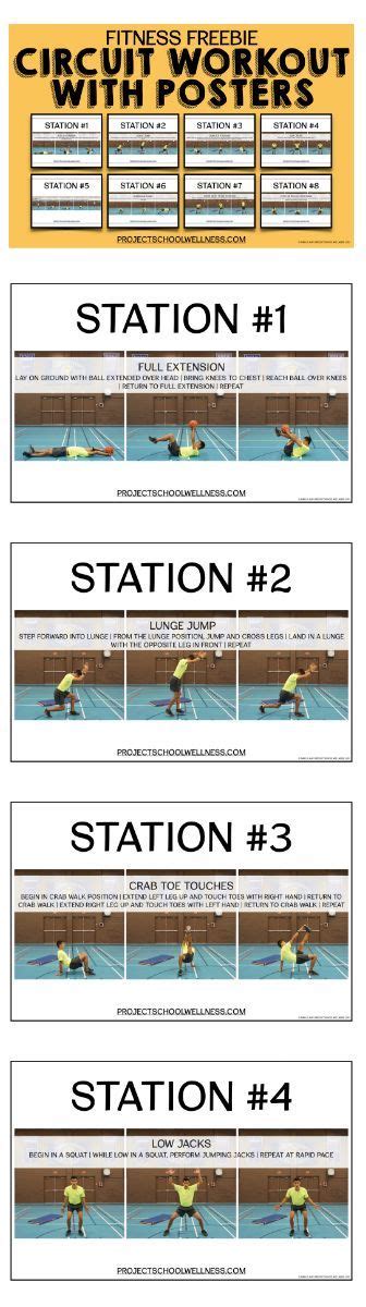 Pe Fitness Stations A Circuit Training Workout With Posters Physical