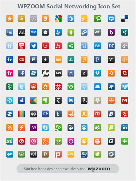 500 Free Icons Wpzoom Social Networking Icon Set