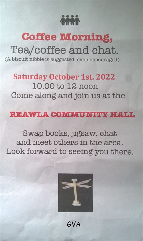 Gva Coffee Morning At Reawla Sat St Oct Noon Gwinear Gwithian Parish Council