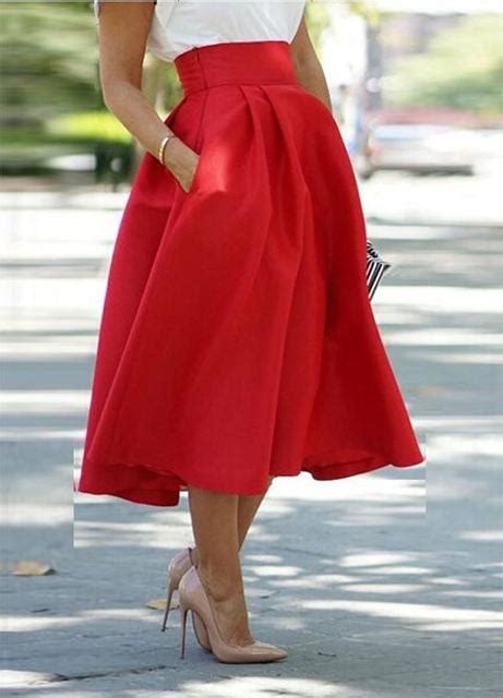 2016 women s high waist a line long full skirt cocktail party red sexy full skirt in skirts from