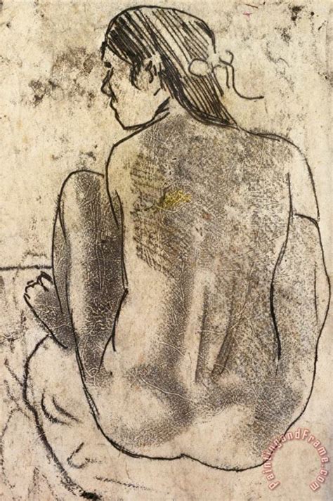 Paul Gauguin Seated Tahitian Nude From The Back Painting Seated