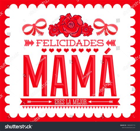 Felicidades Mama Congratulations Mother Spanish Text Stock Vector