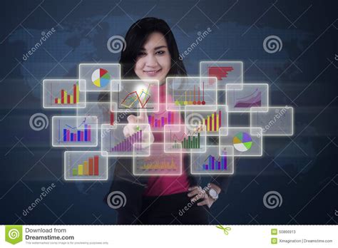 Manager Accessing Charts On Futuristic Screen Stock Image - Image of business, growth: 50866913