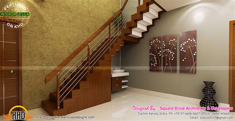 Stair Area Upper Living Bedroom Interiors Kerala Home Design And