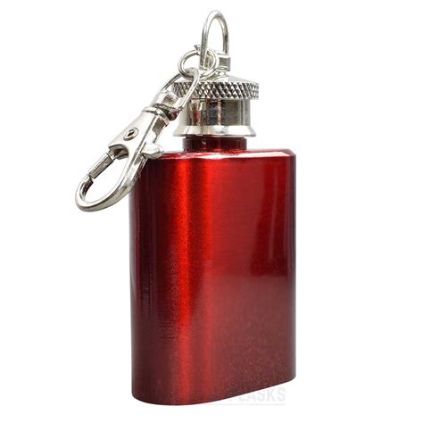 1oz Mini Hip Flask Keyring In Red