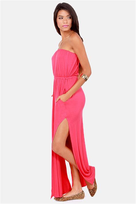 Cute Pink Dress Maxi Dress Strapless Dress 41 00