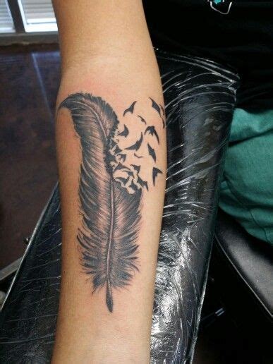 Feather Into Birds Tattoo Grey Tattoo Tattoos Black And Grey Tattoos