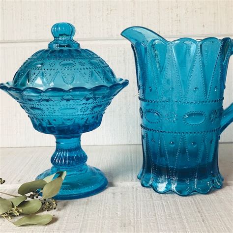 Aqua Blue Depression Glass Plates Etsy