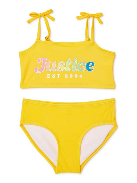 Justice Girls Two Piece Bikini Signature Swimsuit Sizes 6 18 And 16p