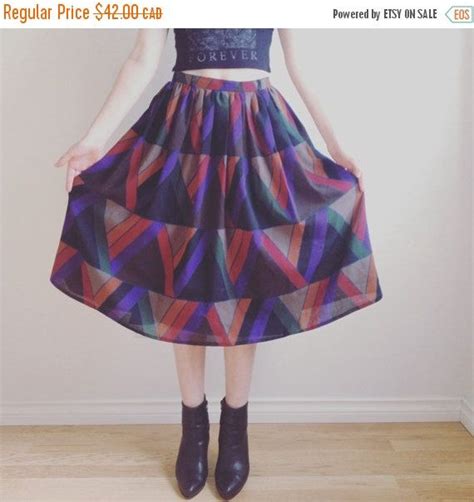 Wool Midi Skirt Full Midi Skirt Geometric Pattern Midi Etsy Midi