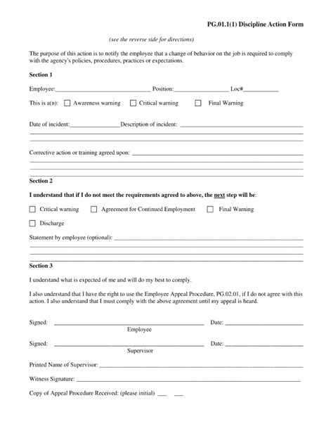 Printable Disciplinary Action Form Printable Forms Free Online