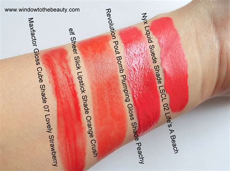 Revolution Lip Gloss Swatches | Lipgloss swatches, Nyx liquid suede, Plumping lip gloss