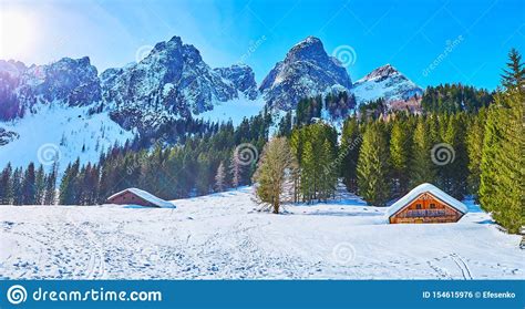 The Peaks Of Donnerkogl Mountains Gosau Austria Stock Photo Image
