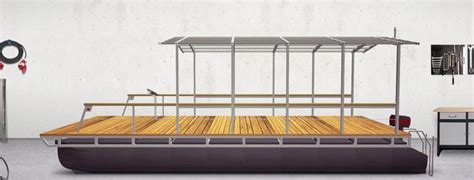 Pontoon hardware from rail bolts, decking screws, brackets, gate latch, blowers, pumps, steering wheel, captains pedestals. Pontoon platform with roof framework | House boat, Pontoon ...