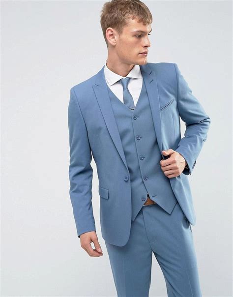 Asos Wedding Skinny Suit Jacket In Airforce Blue Blue Blue Jacket