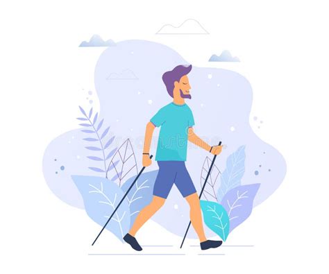 Nordic Walking Vector Illustration Stock Illustration Illustration Of