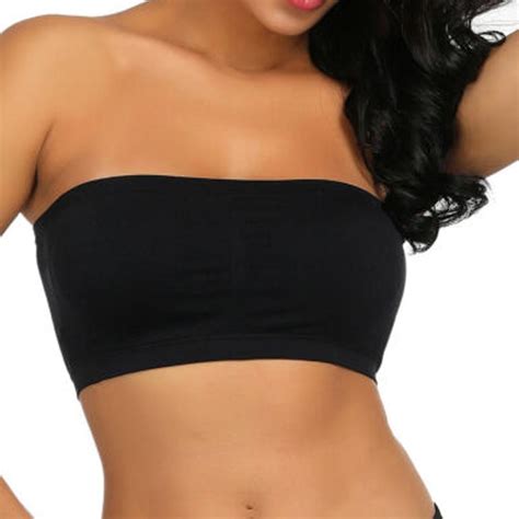 cheap women double plus size bandeau tube removable padded top stretchy strapless bra joom