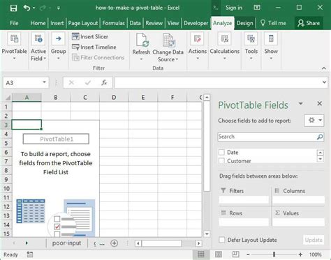 The pivot table is empty once it's created. How To Make A Pivot Table | Deskbright