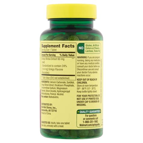 Spring Valley Ginkgo Biloba Extract Memory Support Dietary Supplement