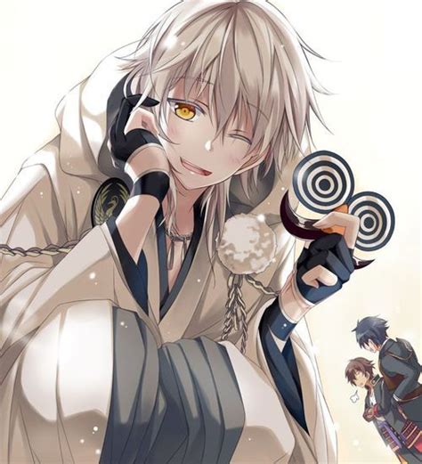 Anime White Hair Yellow Eyes Cute Anime Guys Touken