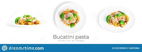 Bucatini Pasta With Cherry Tomatoes Chicken Fillet Pieces Parmesan