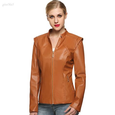 Fashion Women Autumn And Winter Short Jacket Synthetic Leather Zip Up Outwear Jacket Coat Jacket