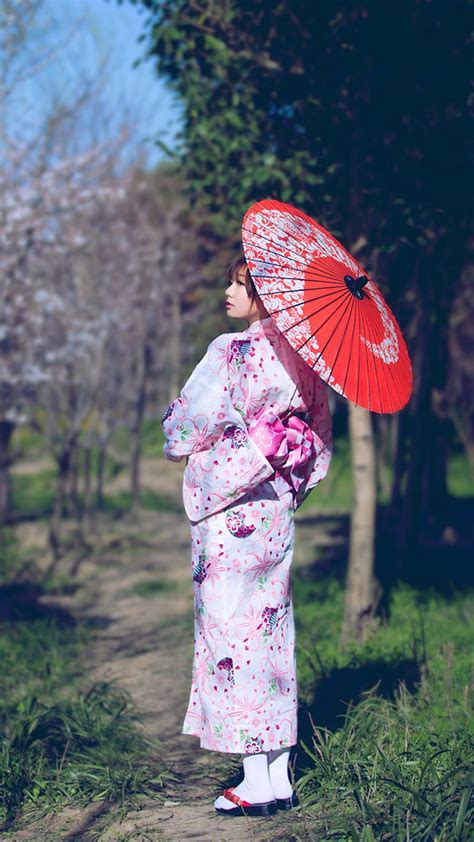 beautiful japanese girl kimono umbrella wallpaper gir