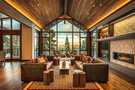 Rustic Contemporary Ski Lodge Martis Camp Lake Tahoe Fireplace