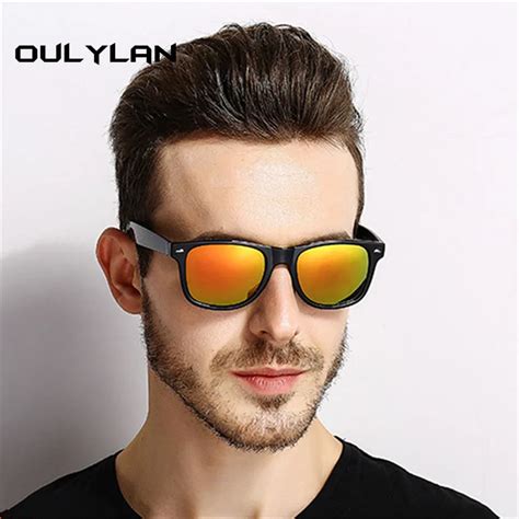 oulylan classic square sunglasses polarized men retro mirror driving sun glasses male vintage