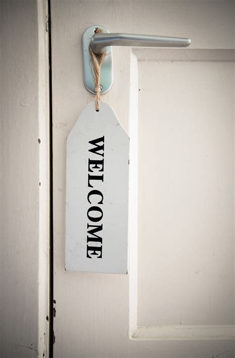 Free Photo Welcome Sign On Door Door Handle Hanger Free Download