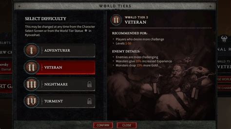 Diablo 4 Difficulty Levels World Tiers