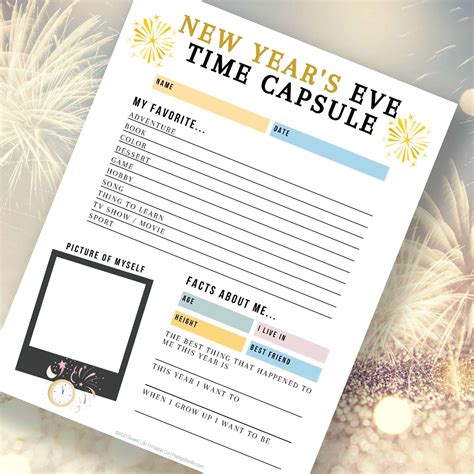 New Years Time Capsule Ideas Free Time Capsule Printable For Kids