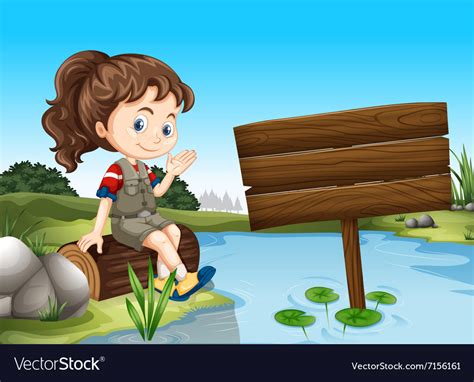 Girl Sitting By The River Royalty Free Vector Image