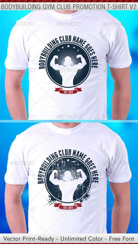 Download Bodybuilding Gym Club Promotion TShirt Template V2 | Promotion tshirt, Gym club, Shirt template