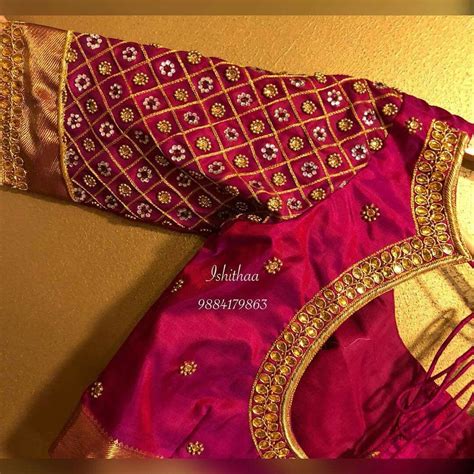 Pin By Almeenayadhav On Embroidery N Aari Work Pink Blouse Designs