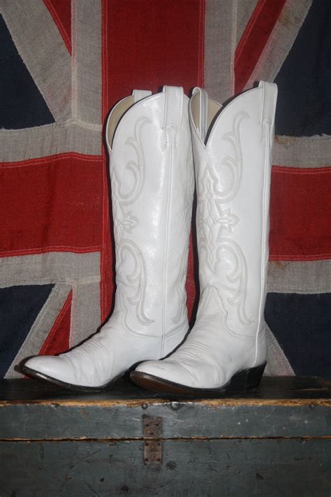 White Cowboy Boots Tall Leather Womens 75 8 Soft