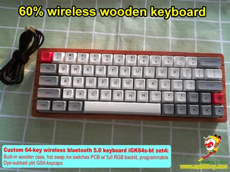 Custom Wireless Wooden Keyboard Bluetooth Rgb Wood Mechanical Keyboard