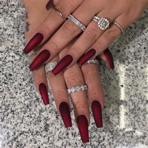 Nails18k On Twitter Coffin Nails Matte Red Acrylic Nails Gel