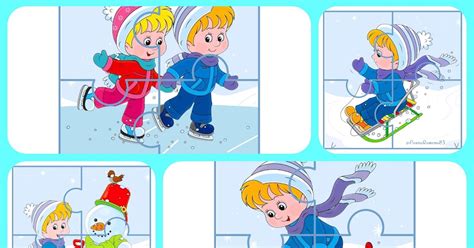 Păuna Ramona Jocurile Copiilor Iarna Puzzle Cu 4 6 9 12 Piese