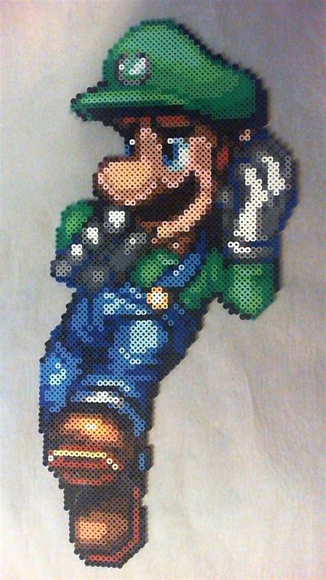 Super Mario Bros Mario Luigi Perler Beads Pixel Art Retro Nes The