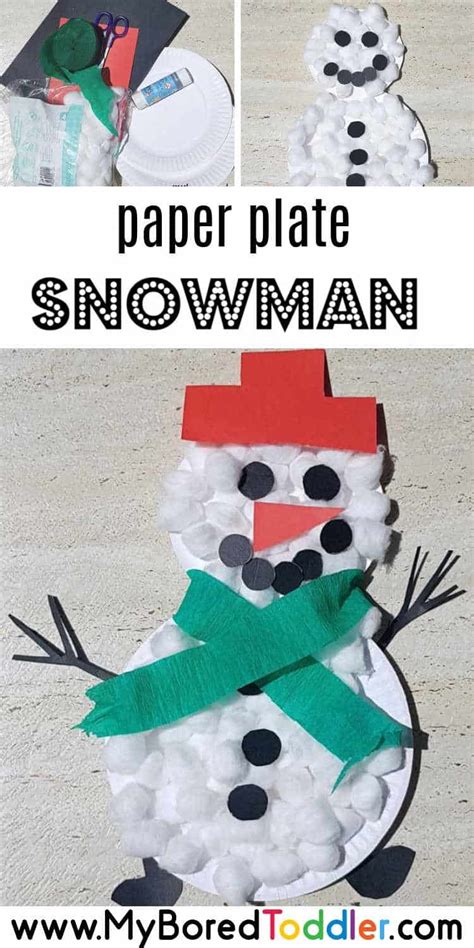 Paper Plate Snowman Craft My Bored Toddler